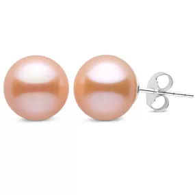 10.0-11.0 mm Pink to Peach Freshadama Freshwater Pearl Stud Earrings