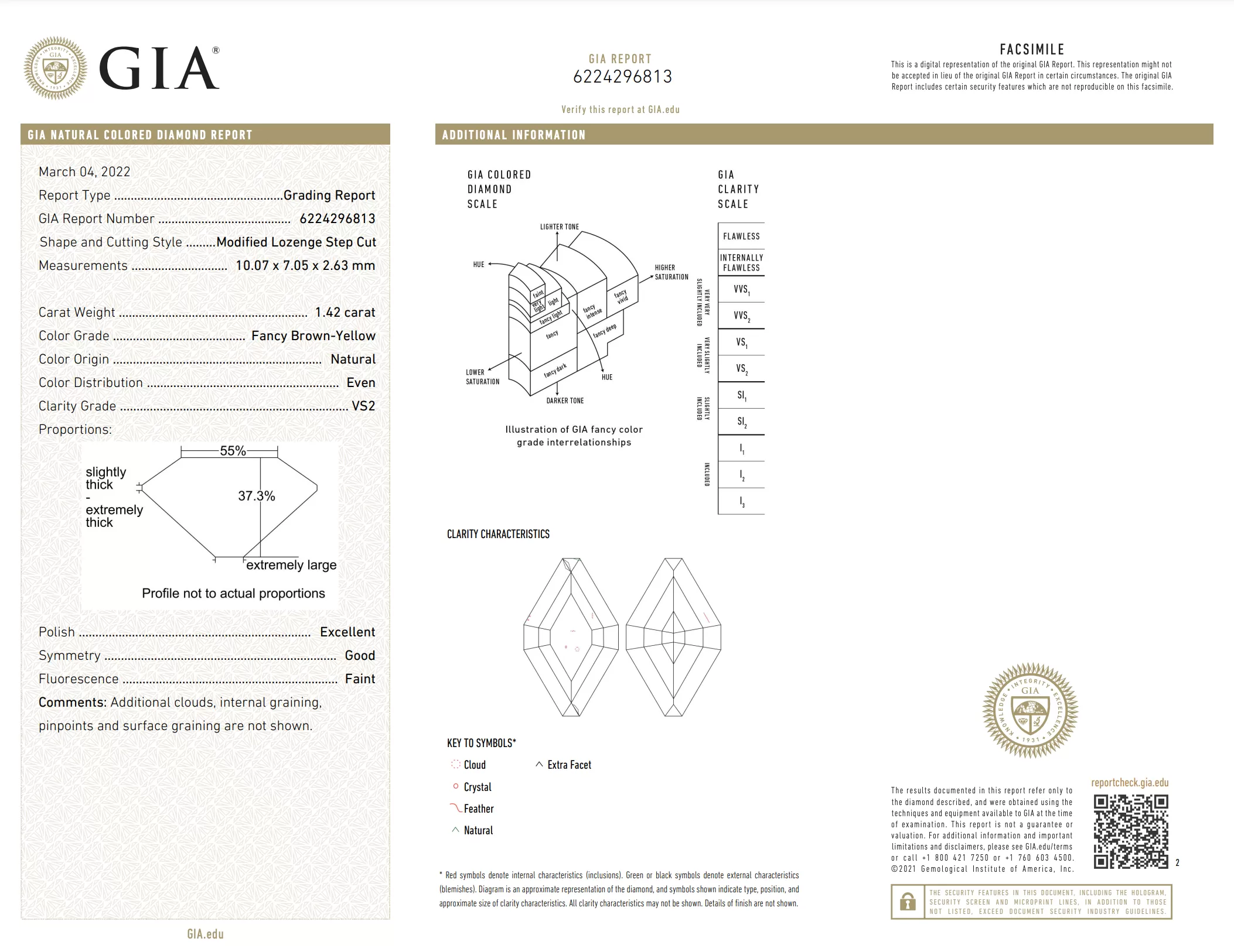 1.42-Carat Champagne Hexagon Solitaire Ring