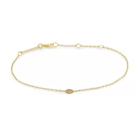 14k Itty Bitty Diamond Evil Eye Bracelet