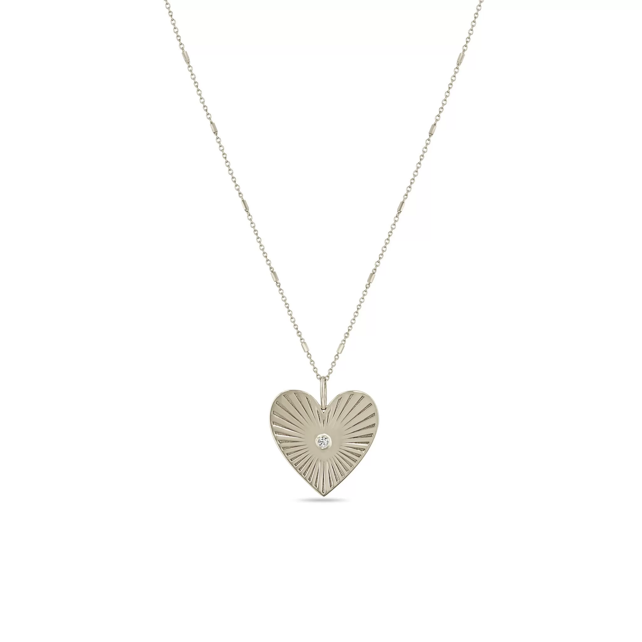 14k Medium Radiant Heart Diamond Bezel Medallion Necklace