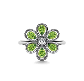 14k Rose Gold 0.75ct ttw Peridot 6 Leaf Flower Ring