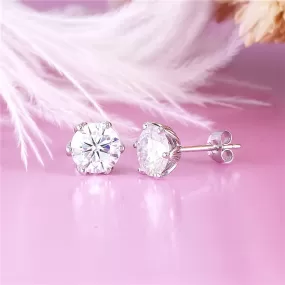 14k White Gold Flower Shaped Stud Moissanite Earrings 2ctw