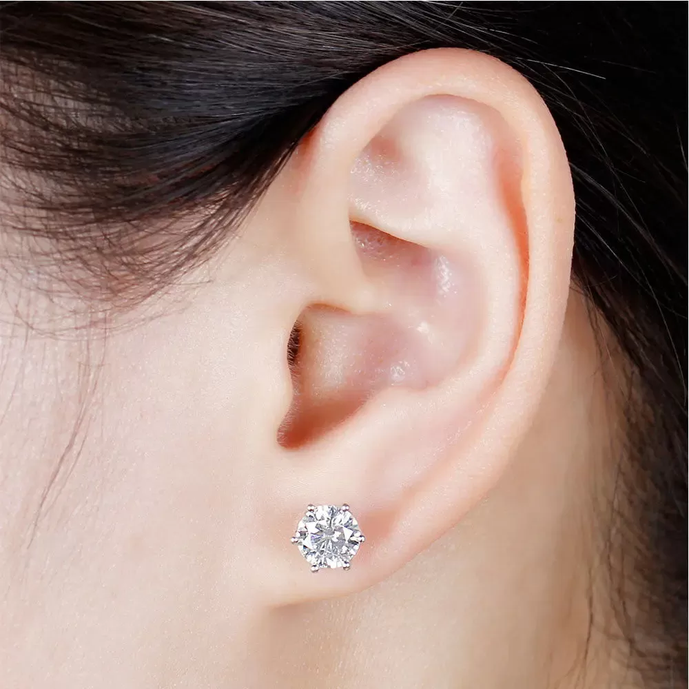 14k White Gold Flower Shaped Stud Moissanite Earrings 2ctw