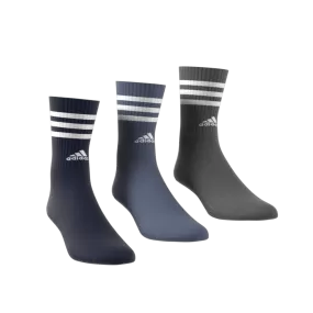 Adidas 3-Stripes Cushioned Crew Socks 3 Pairs - Ink/Grey/Black