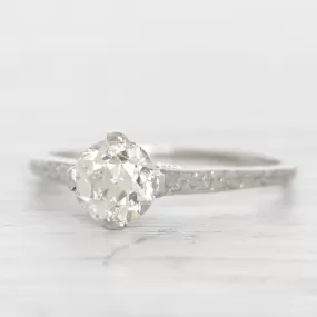 Art Deco 1 Carat Old European Cut Diamond Engraved Solitaire