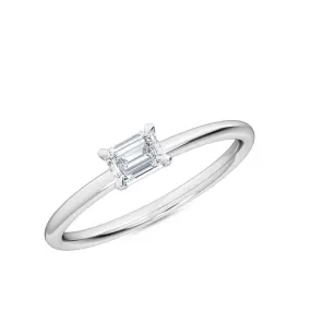 AUTRE - 14K White Gold 0.25ct Lab Grown Emerald Cut Diamond Solitaire Ring