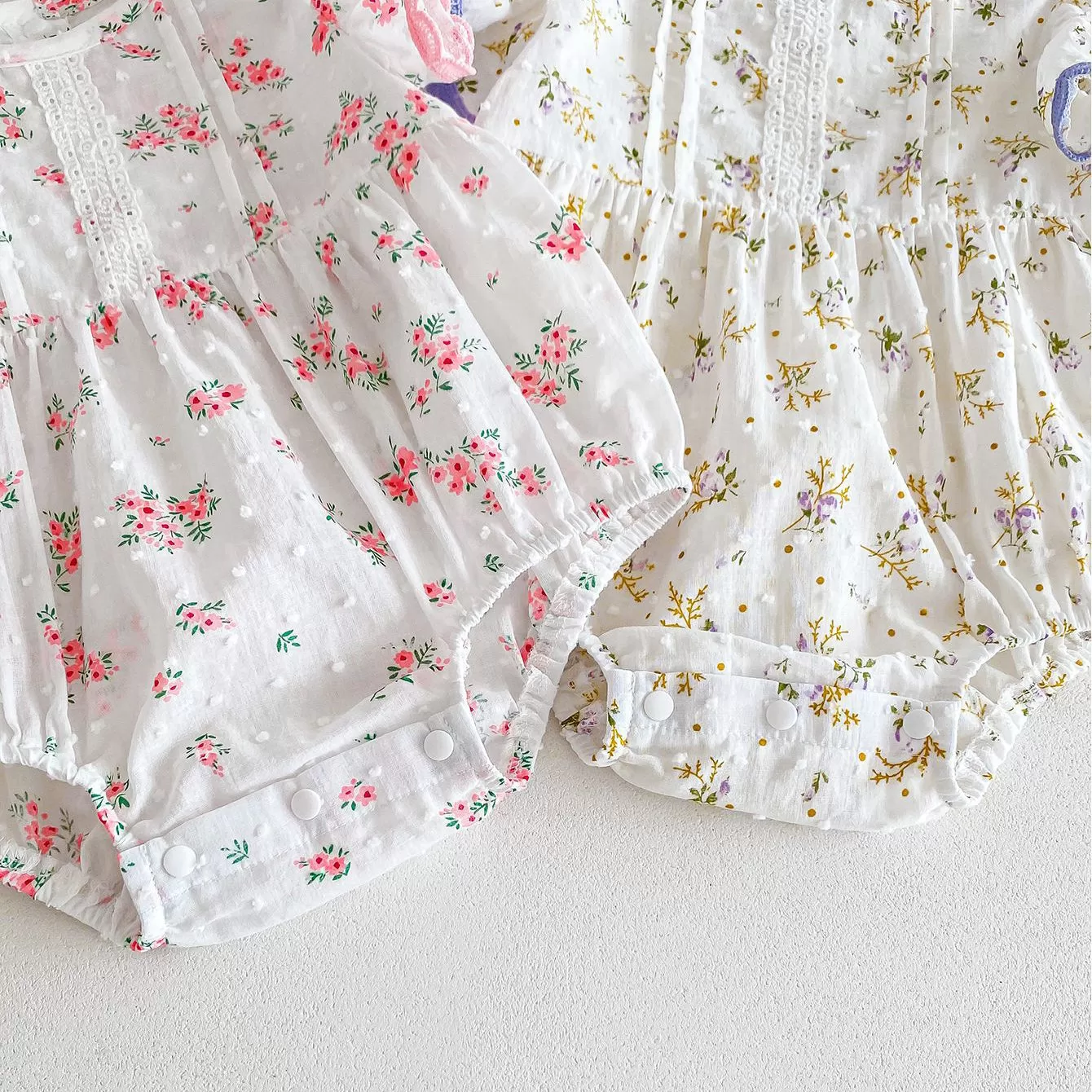 Baby Kid Girls Flower Print Rompers Wholesale 240301147