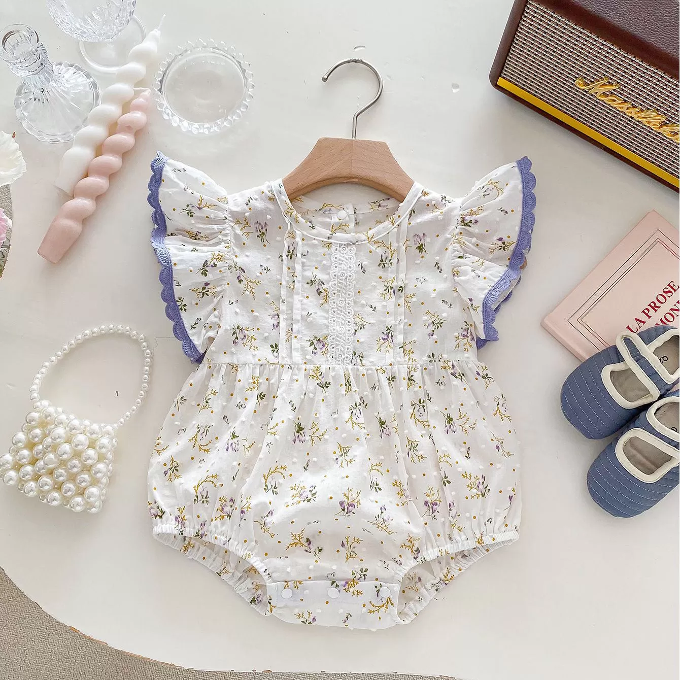 Baby Kid Girls Flower Print Rompers Wholesale 240301147