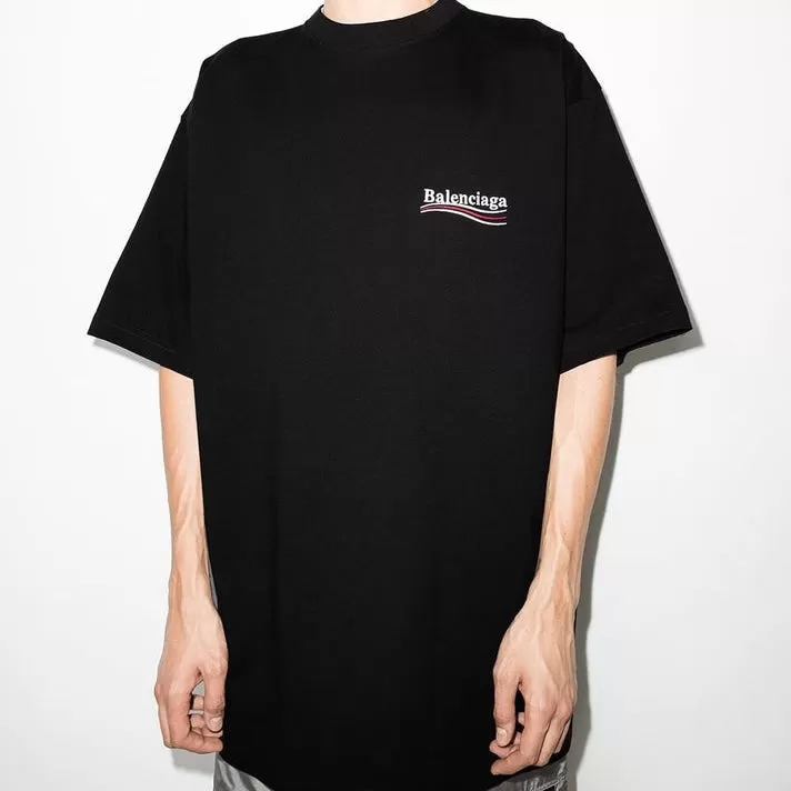 Balenciaga Political Campaign Embroidery Large Fit Tee Black