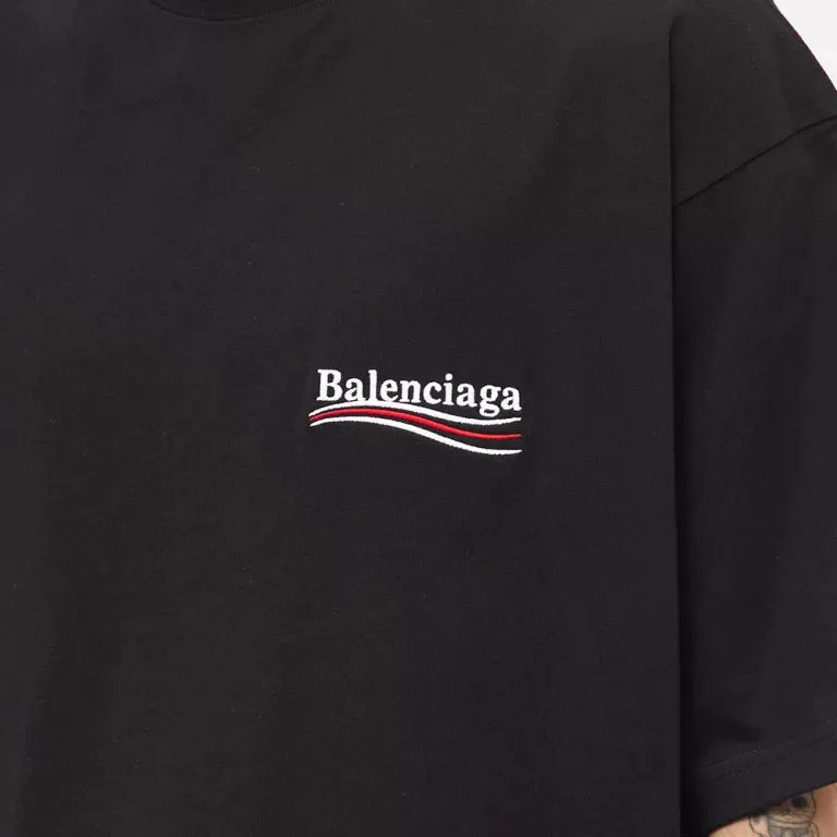 Balenciaga Political Campaign Embroidery Large Fit Tee Black