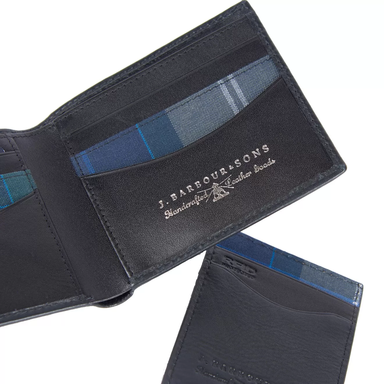 Barbour Leather Wallet and Card Holder Gift Set Carbon