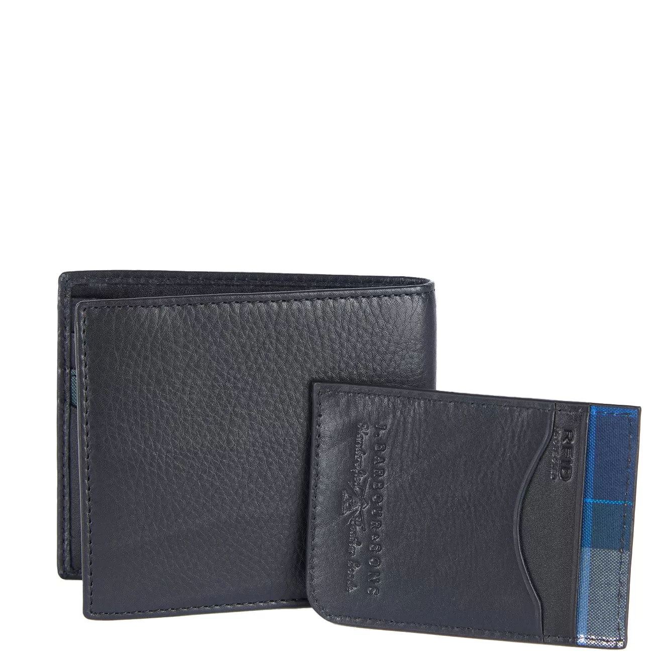 Barbour Leather Wallet and Card Holder Gift Set Carbon