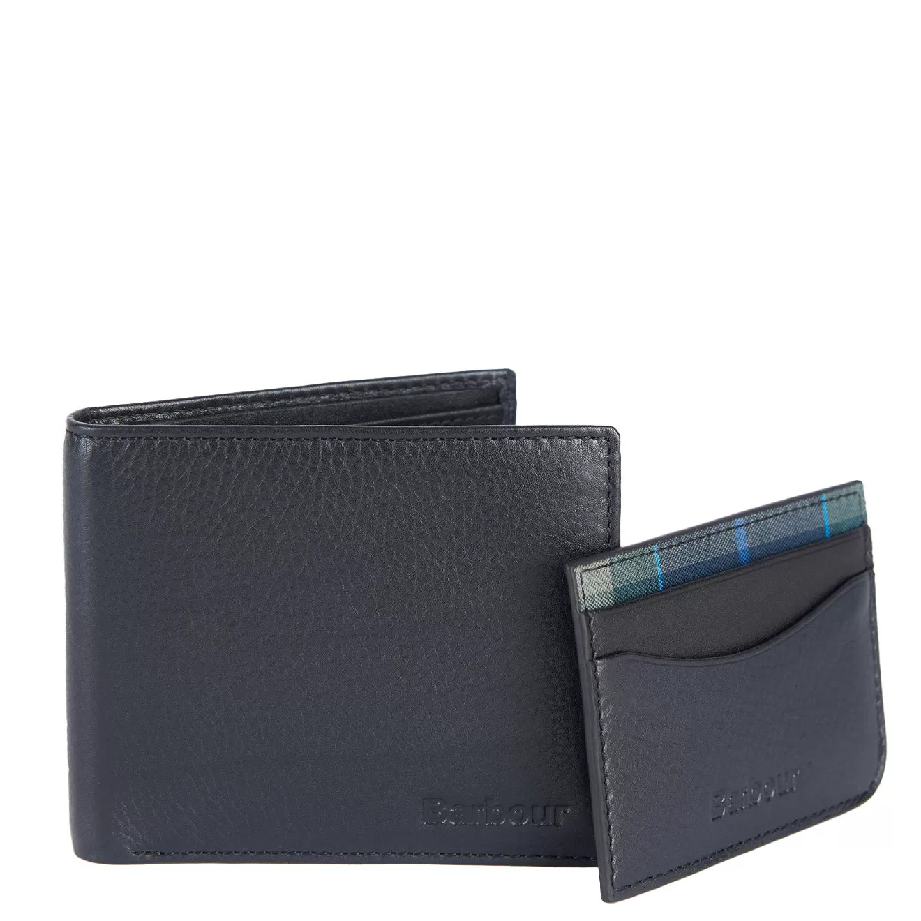 Barbour Leather Wallet and Card Holder Gift Set Carbon