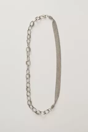 Brilliant Ribbon and Chain Necklace in Nickel