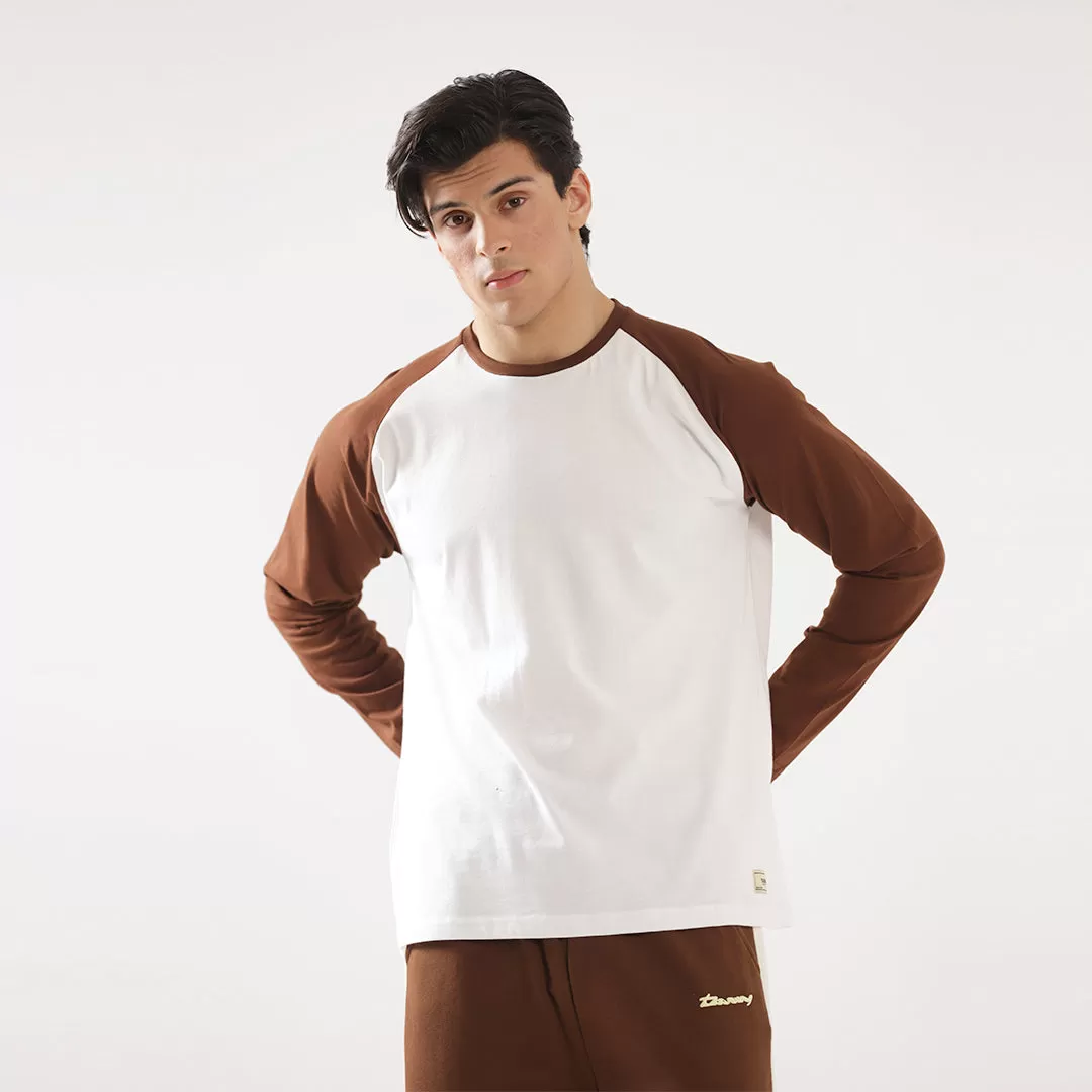 Brown White Relax Fit Raglan