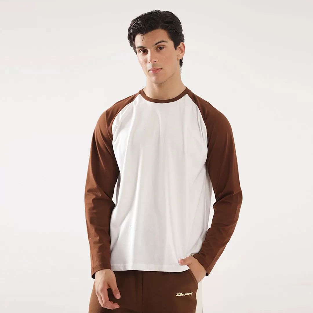 Brown White Relax Fit Raglan