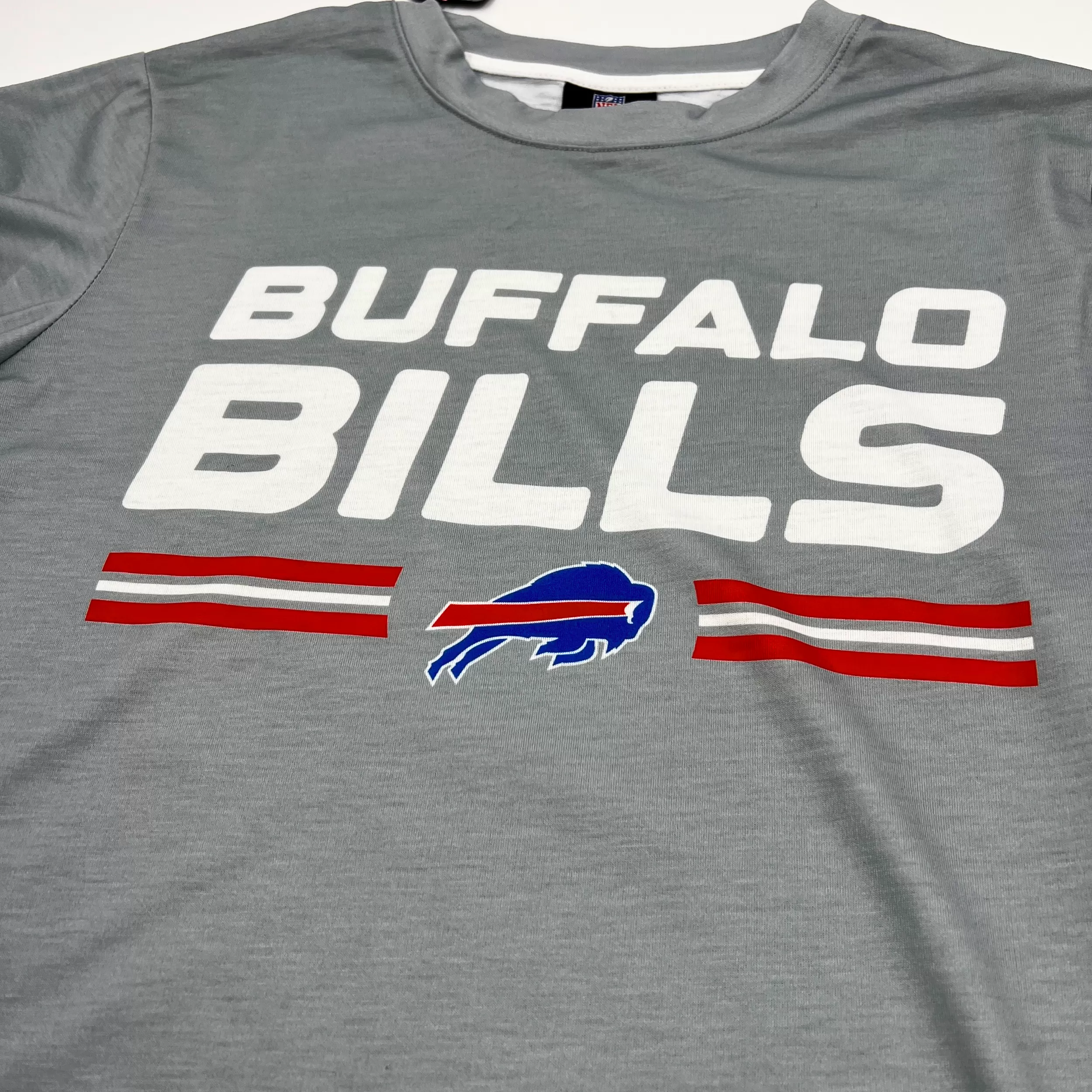 Buffalo Bills Wordmark With Logo Ash Gray Rash Guard Long Sleeve Shirt