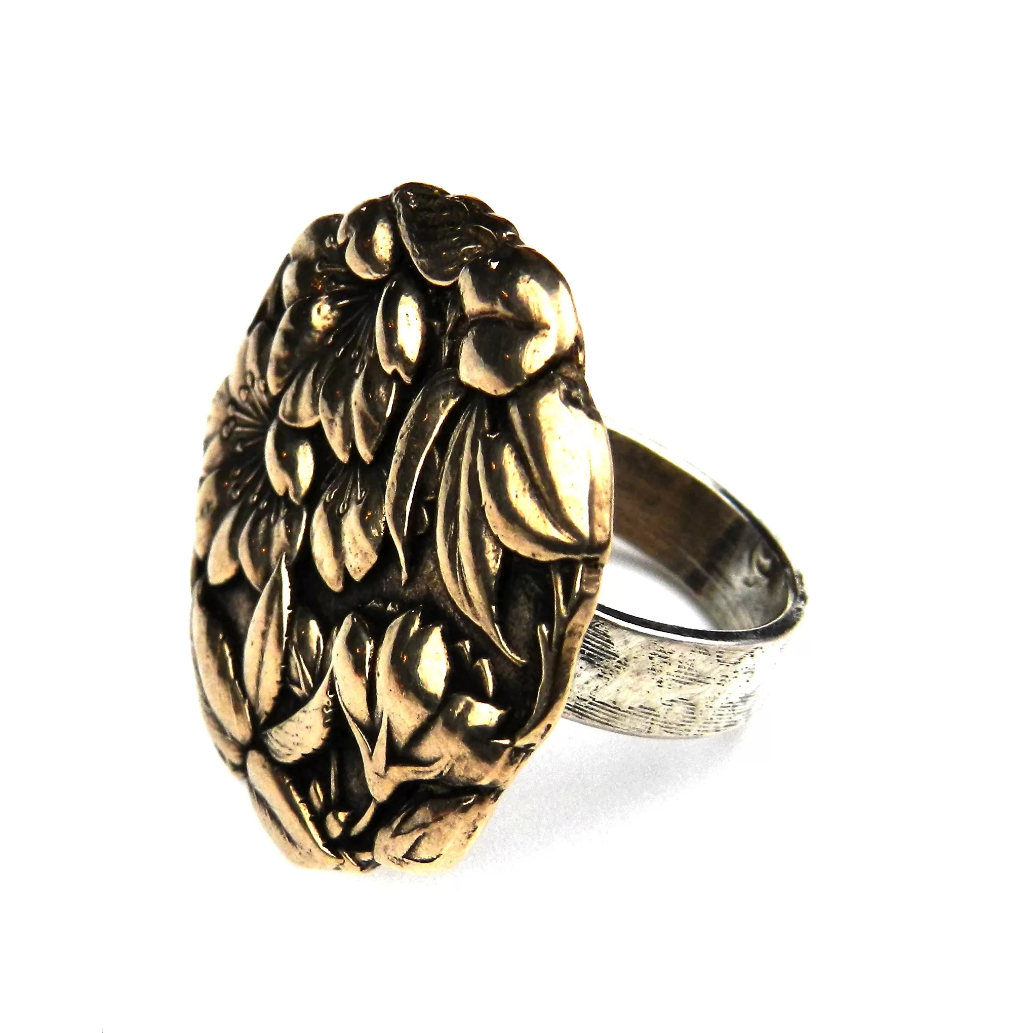 CAMELLIA Meiji Antique Button Ring - Mixed Metal