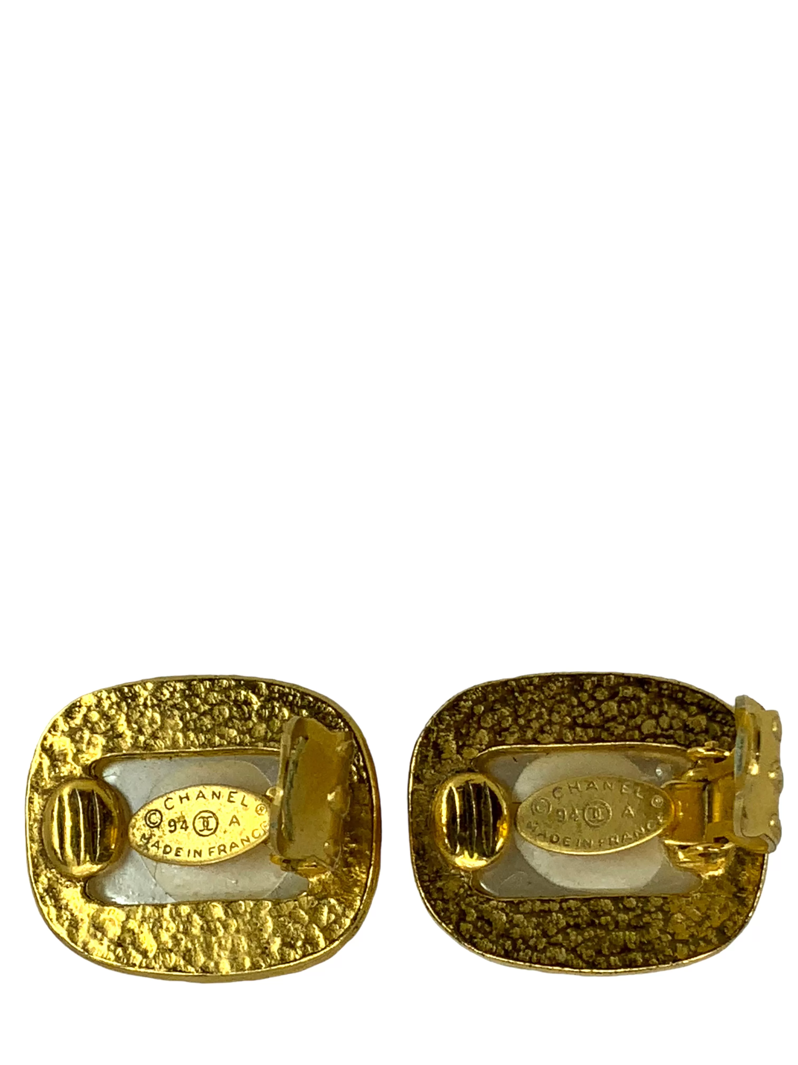 Chanel Vintage Gold CC Logo Clip-On Earrings