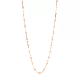 Classic Gigi Baby Pink necklace, yellow gold, 16.5"