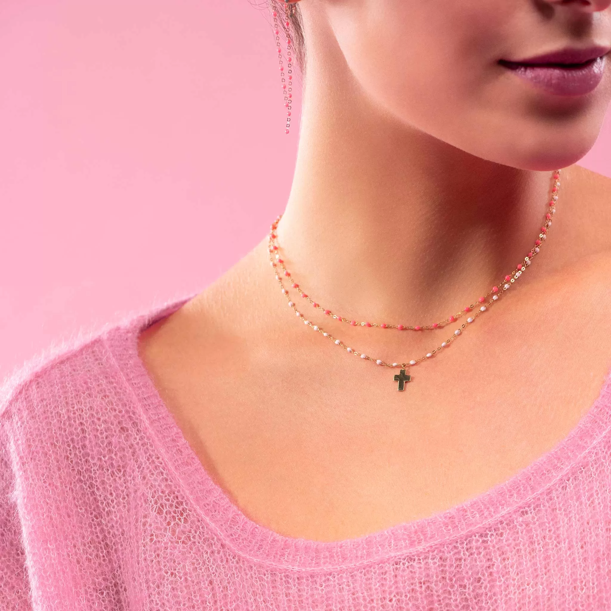 Classic Gigi Pink necklace, Rose Gold, 16.5"