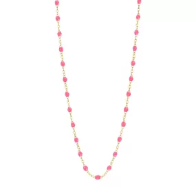 Classic Gigi Pink necklace, Yellow Gold, 17.7"