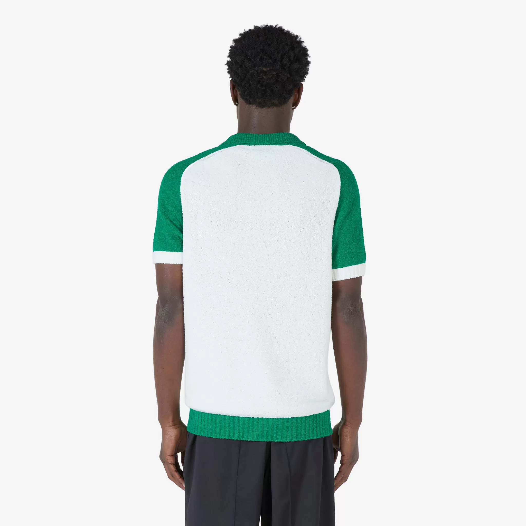 Colour Blocking Boucle Polo White | Green