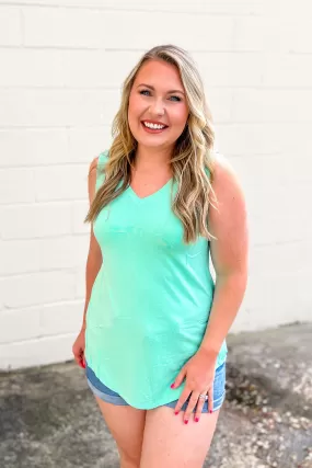 DEAL | Terri V-Neck Tank Top, Green Mint