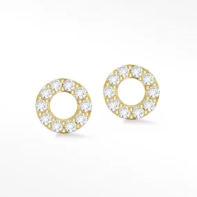 Diamond Push Back Earrings Donut 14k Yellow