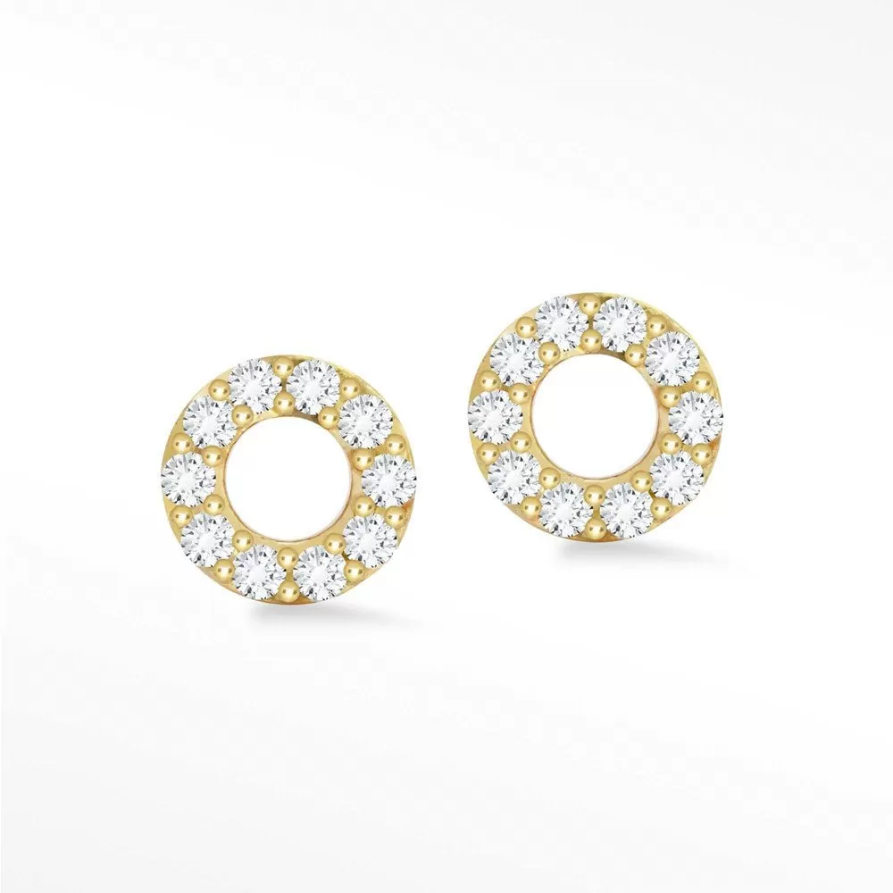 Diamond Push Back Earrings Donut 14k Yellow