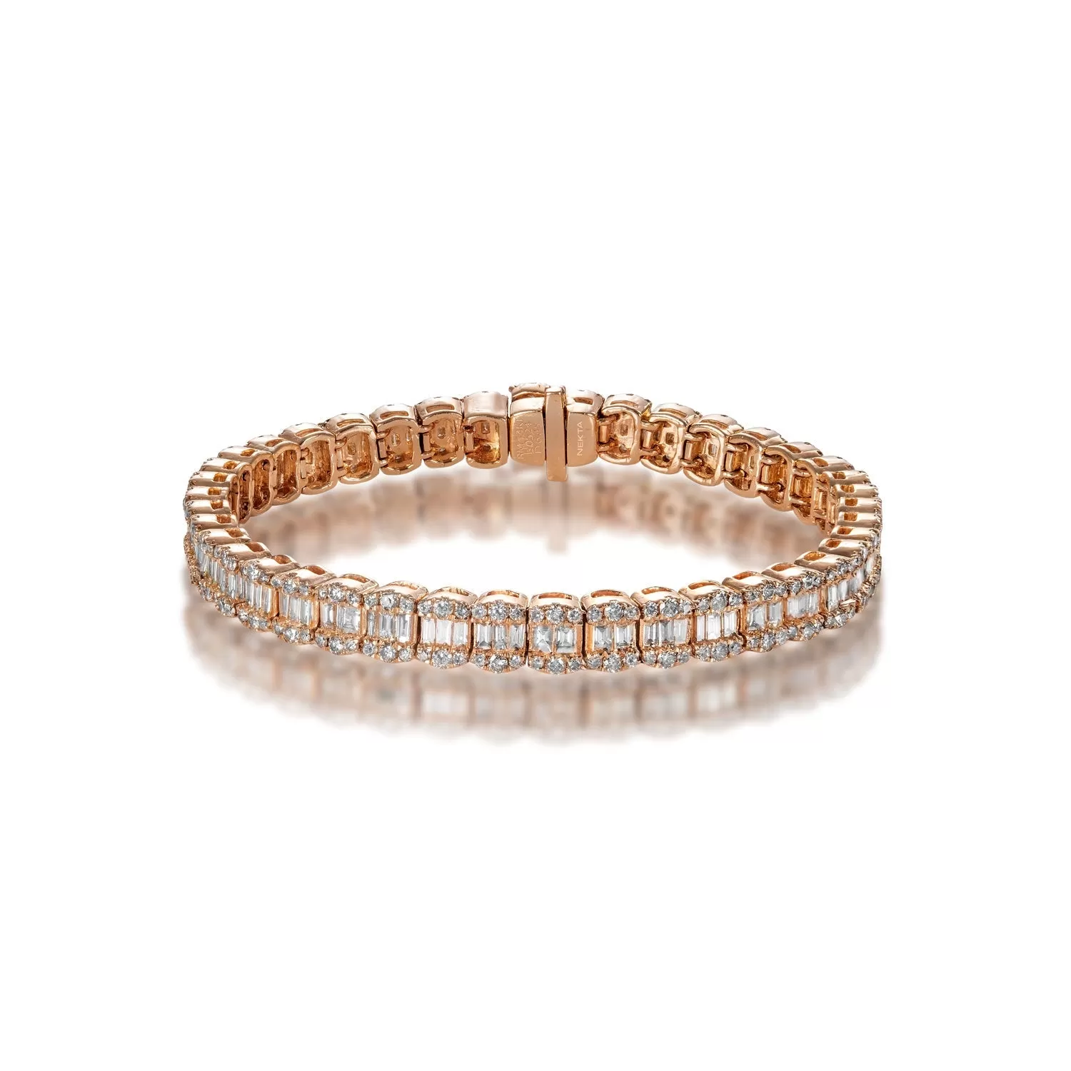 Dylan 6 Carat Combine Mix Shape Single Row Diamond Tennis Bracelet in 14k Rose Gold for Women