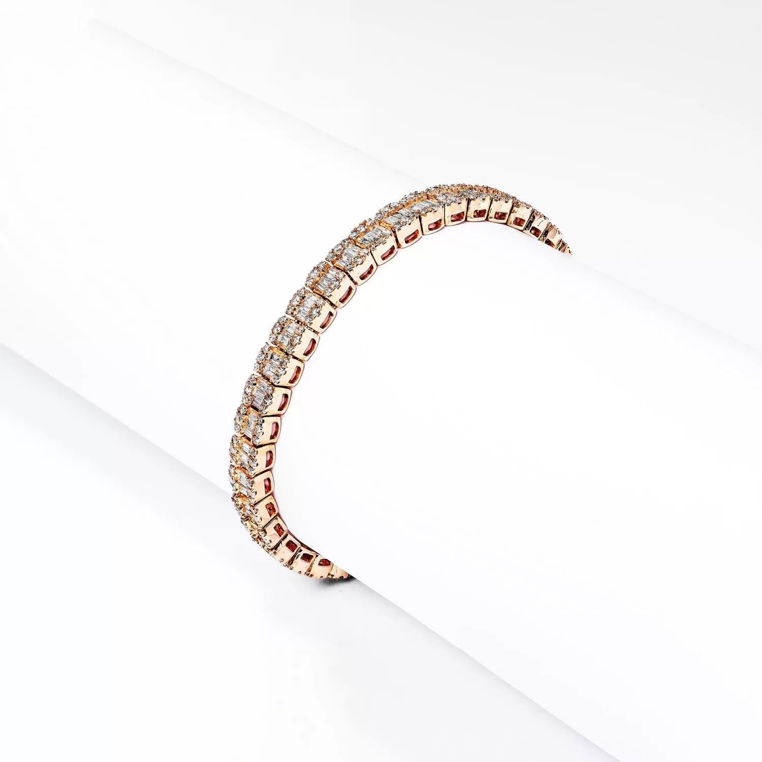 Dylan 6 Carat Combine Mix Shape Single Row Diamond Tennis Bracelet in 14k Rose Gold for Women