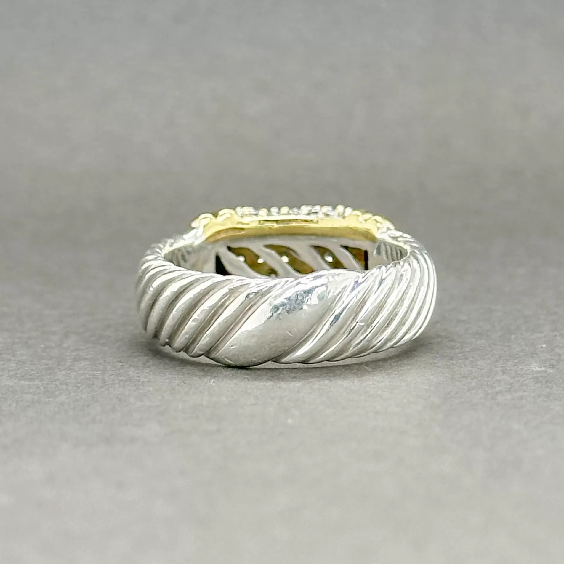 Estate David Yurman SS 18 0.38ctw G-H/SI1 Diamond Metro Ring