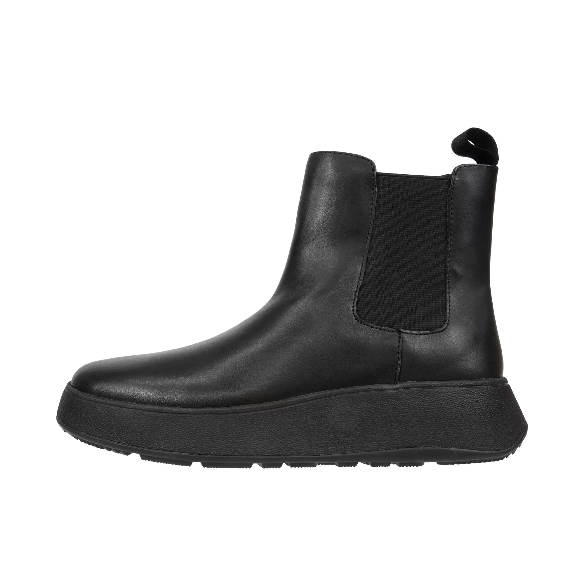 FitFlop Womens F Mode Leather Flatform Chelsea Boot Black