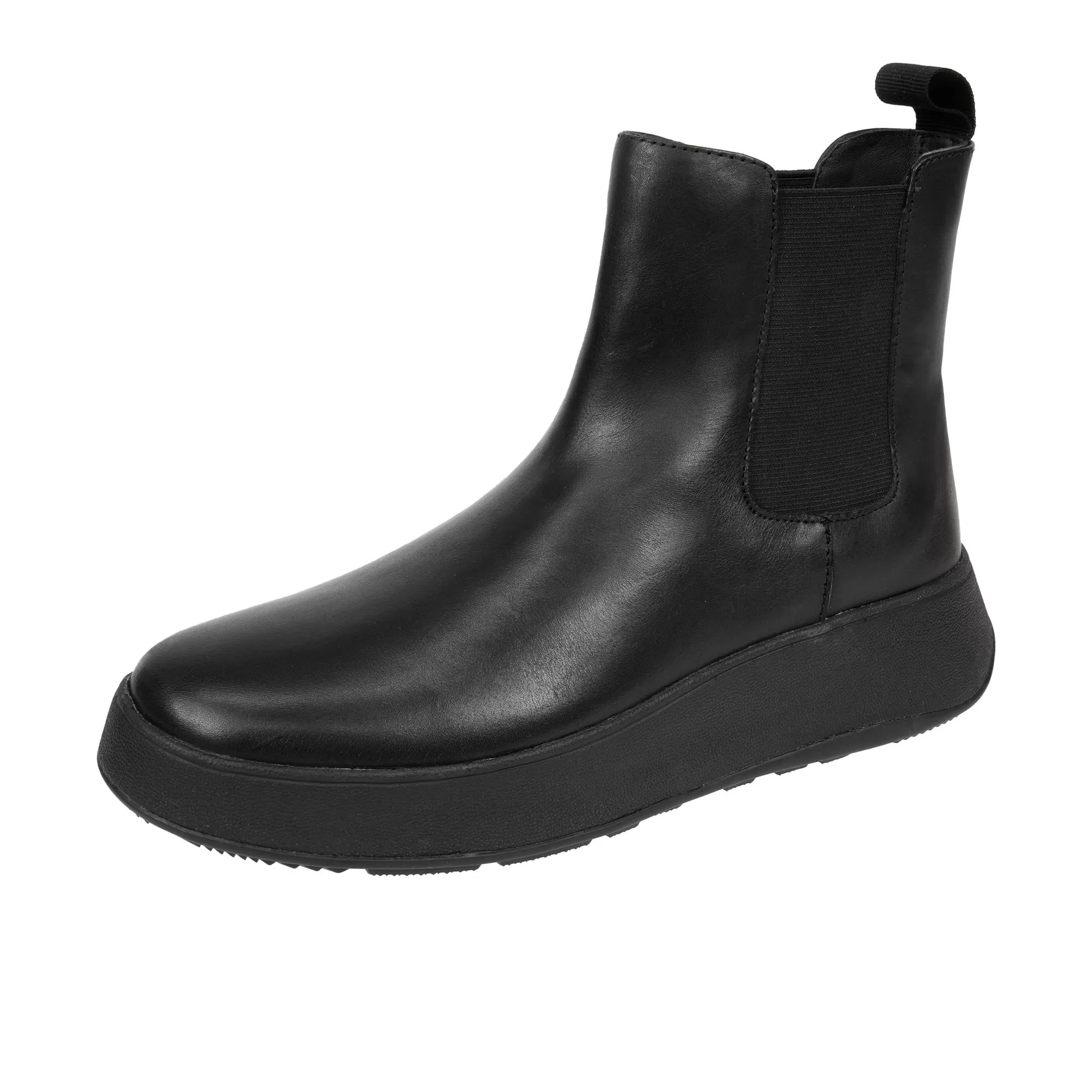 FitFlop Womens F Mode Leather Flatform Chelsea Boot Black