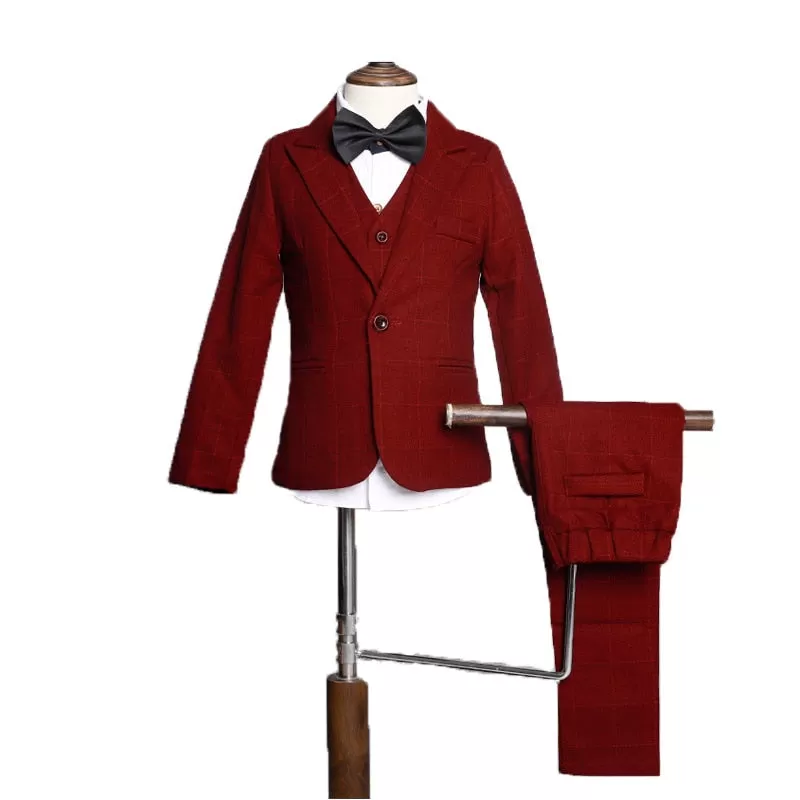 Flower Boys Formal Blazer Suit Kids Jacket Vest Pants