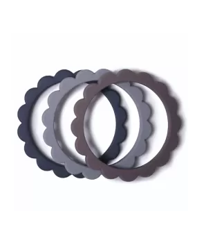 Flower Teething Bracelet 3-Pack – Steel   Dove Gray   Stone