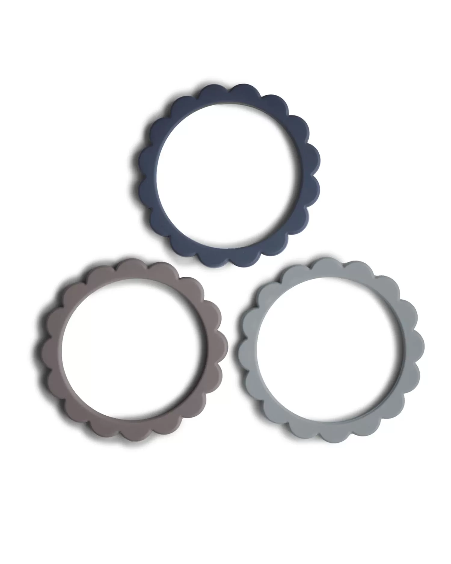 Flower Teething Bracelet 3-Pack – Steel   Dove Gray   Stone