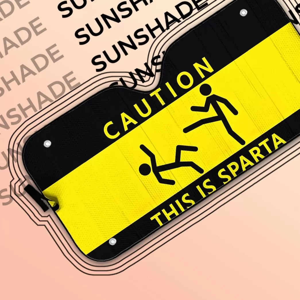 Gearhuman 3D Caution This Is Sparta Auto Sunshade