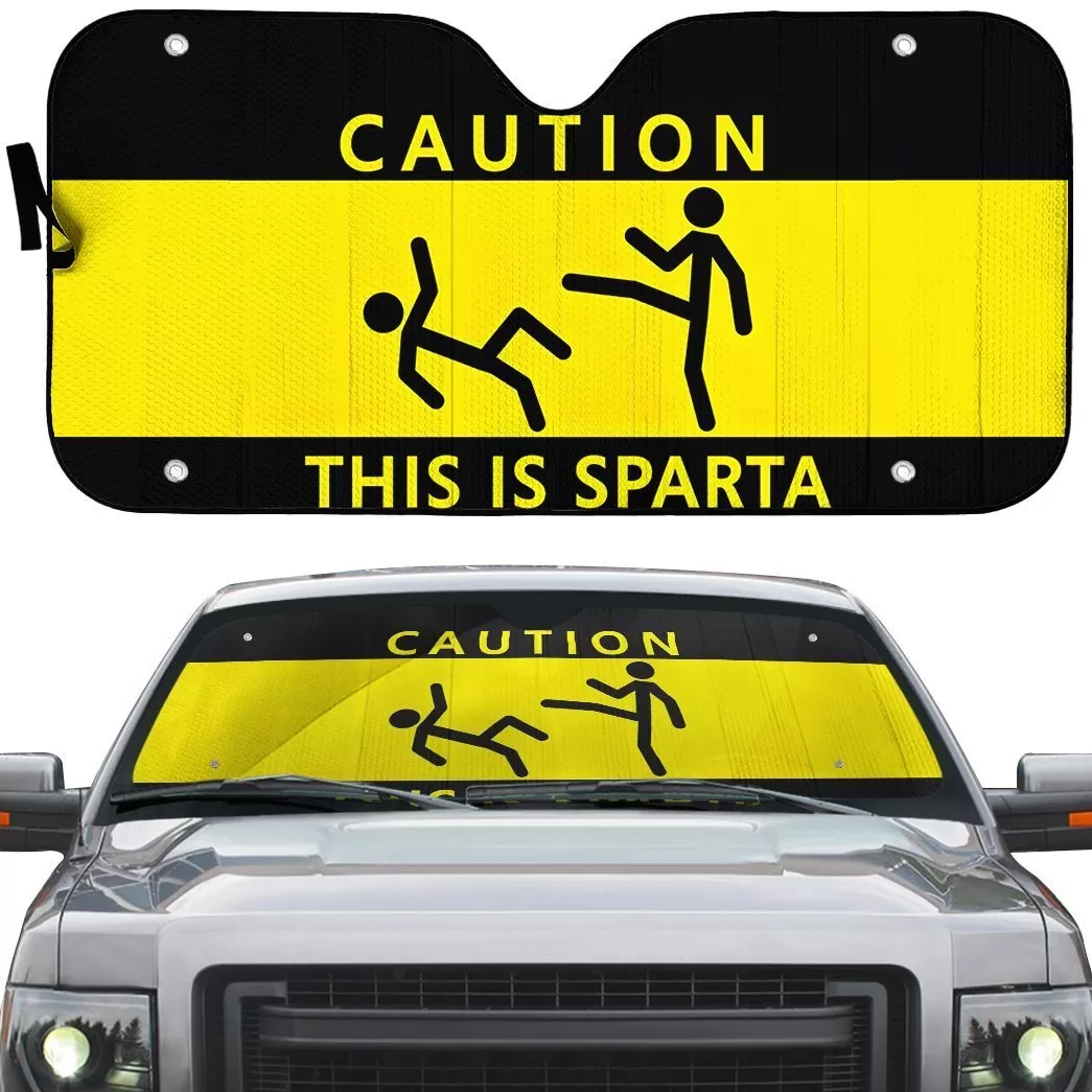 Gearhuman 3D Caution This Is Sparta Auto Sunshade