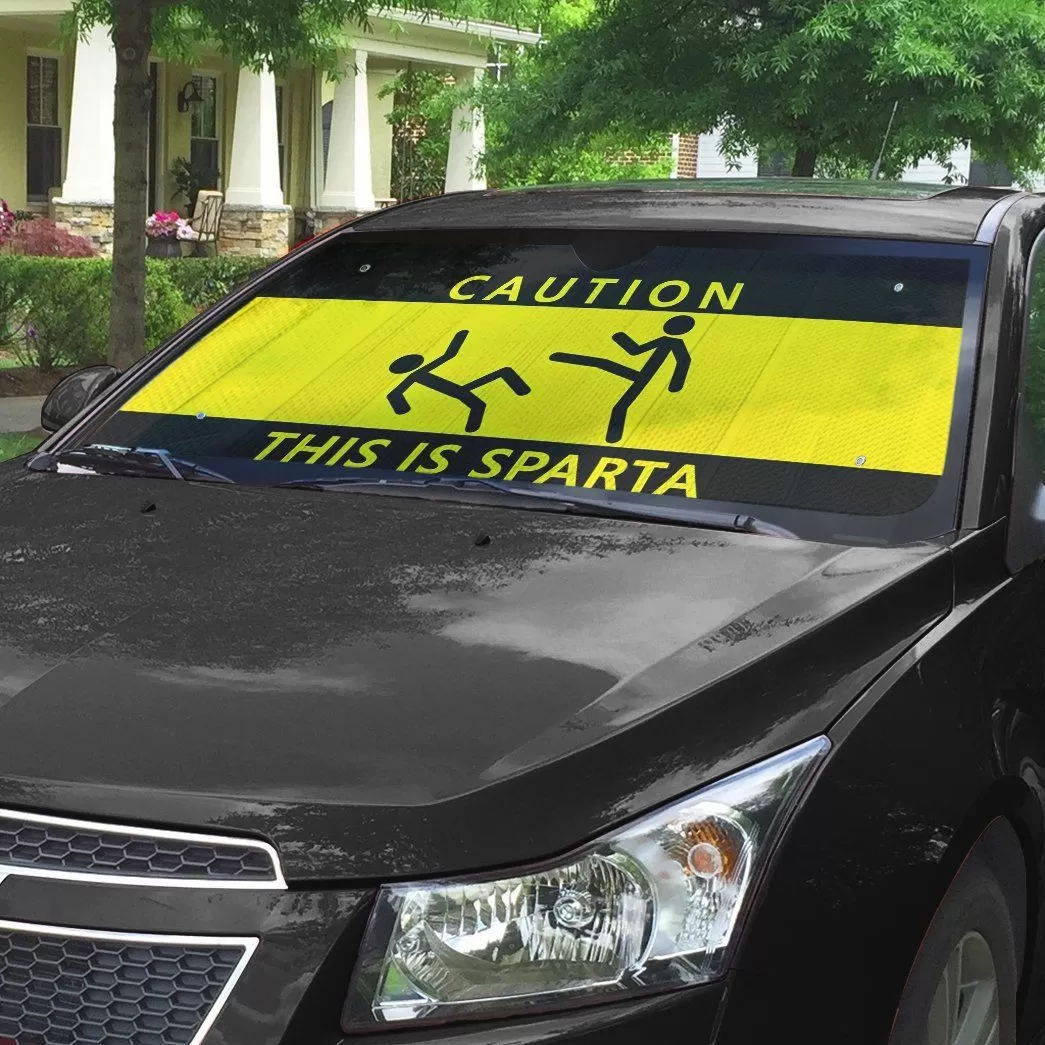 Gearhuman 3D Caution This Is Sparta Auto Sunshade