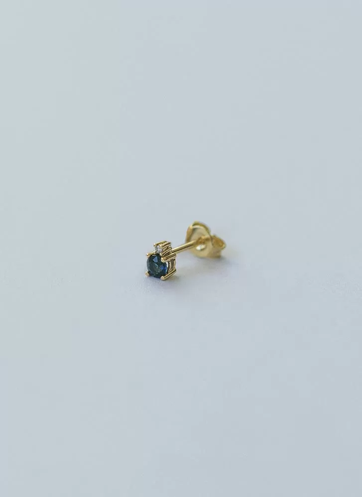 Gemma diamond sapphire single earstud 14k gold