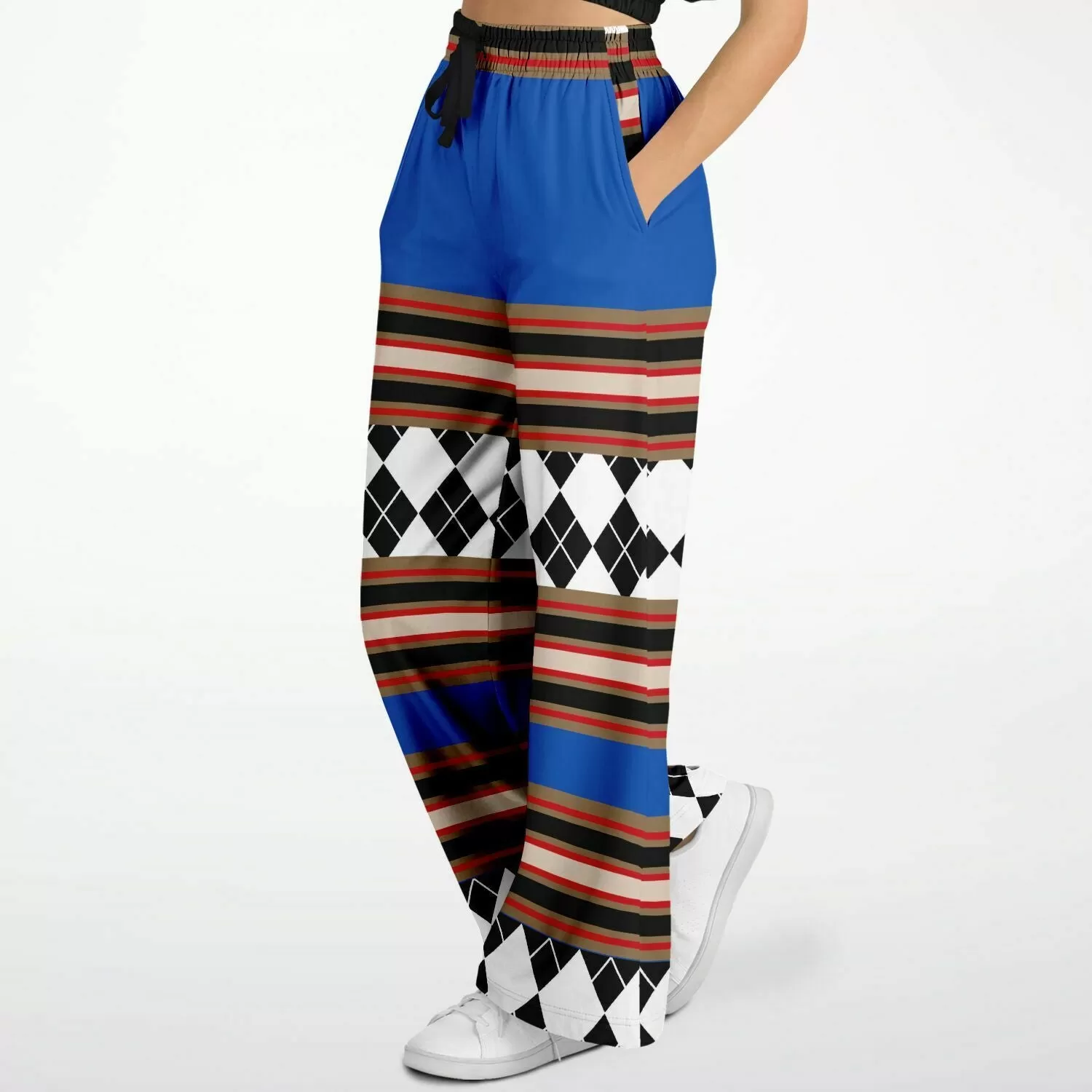 Gold Line Blue Eco-Poly Stretchy Phat Bellbottoms