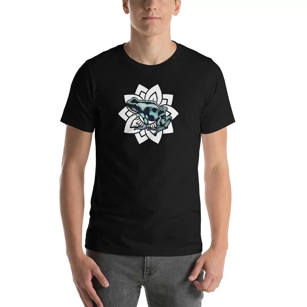 Green and Black Poison Dart Frog with Flower Tee