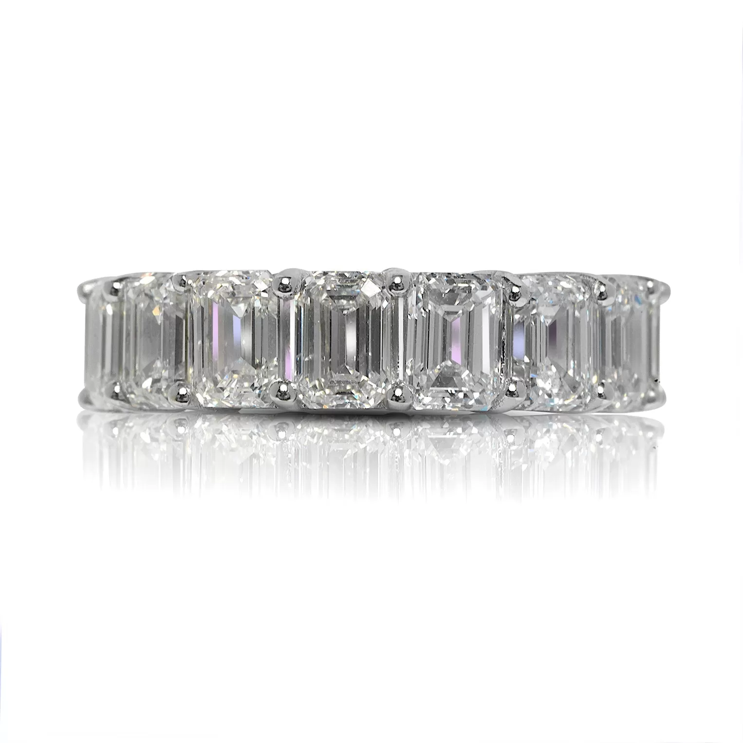 GUI 9 Carat Emerald Cut Diamond Eternity Band in 14K White  Gold  Shared Prong 55 pointer By Mike Nekta