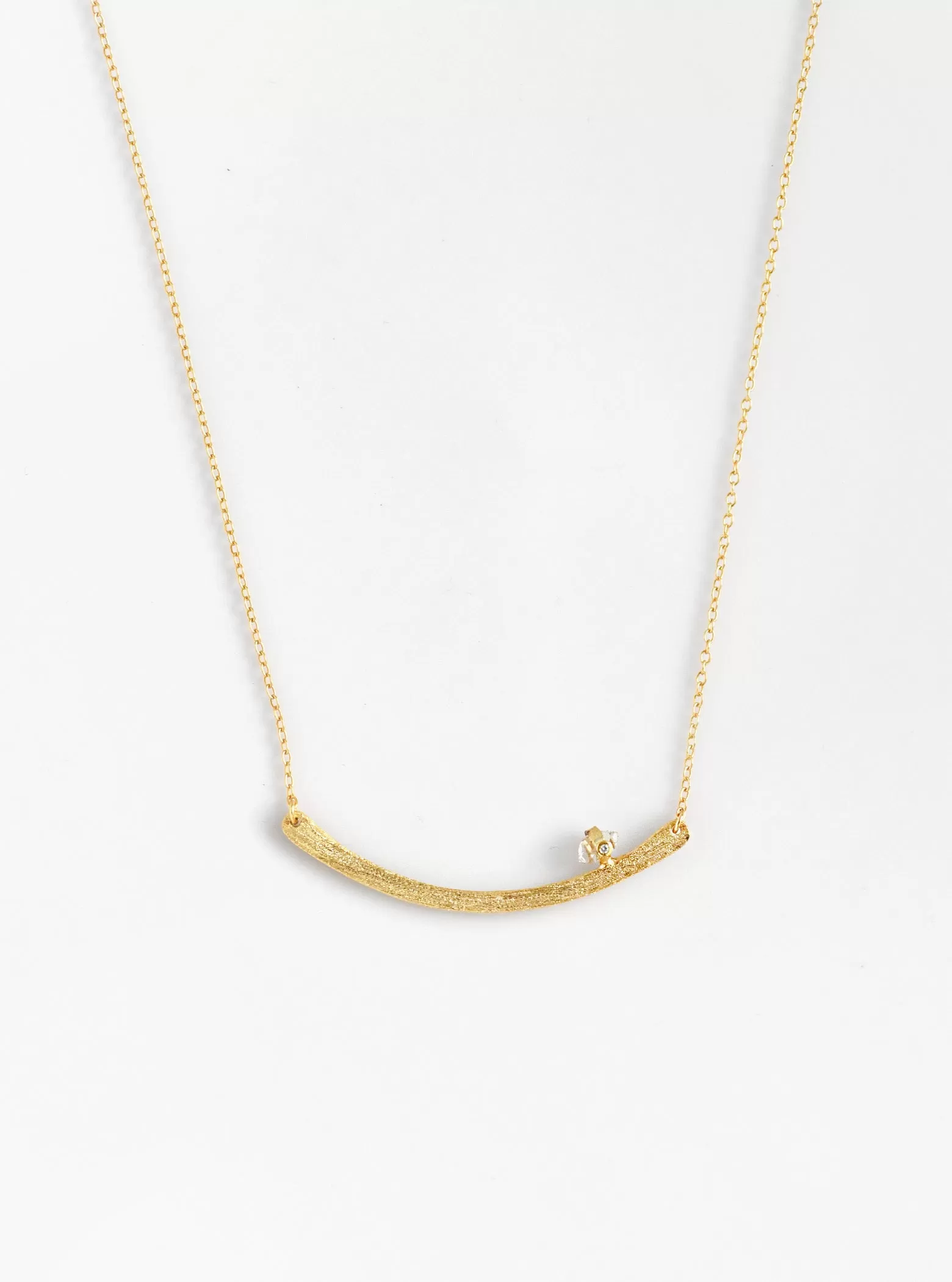 Handmade Curved Bar with Herkimer and Diamond Necklace