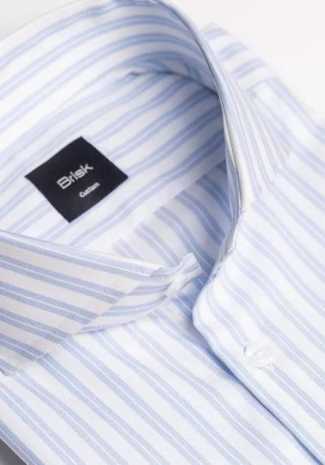 Ice Dual Blue Structured Stripes Shirt - Wrinkle Resistant