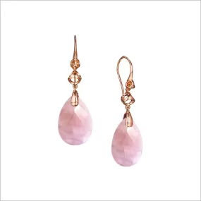 Icona Pink Quartz Drop Earrings in Sterling Silver plated with 18k Rose Gold