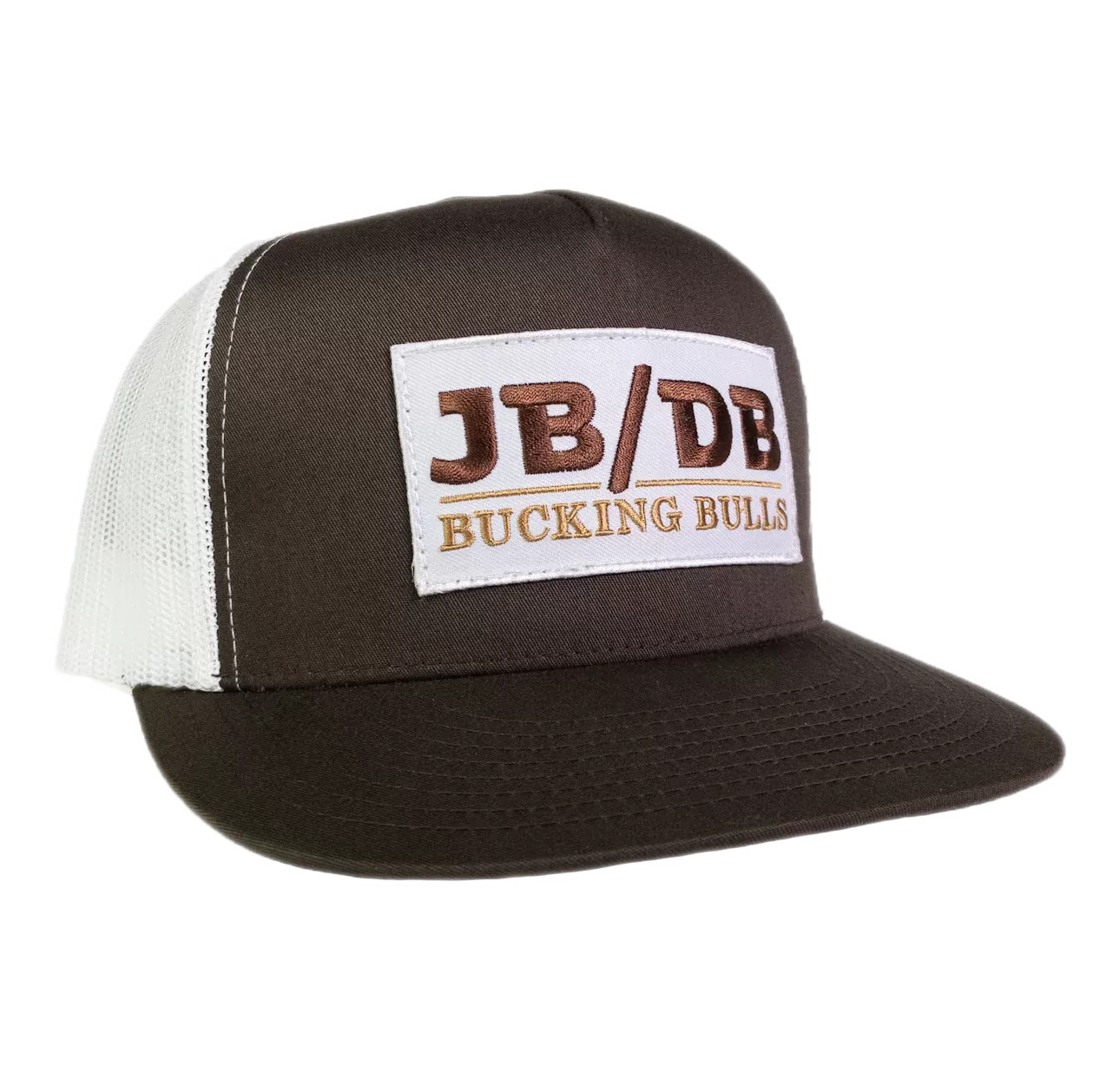 JB/DB Brown & White Mesh Flatbill