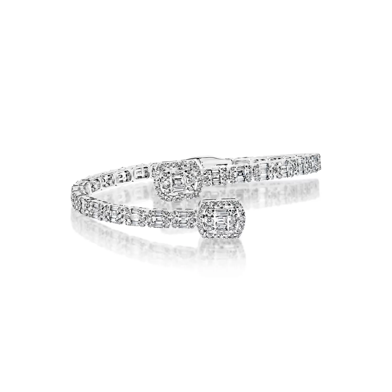 Kyson 6 Carat Combine Mix Shape Diamond Bangle Bracelet in 14k White Gold